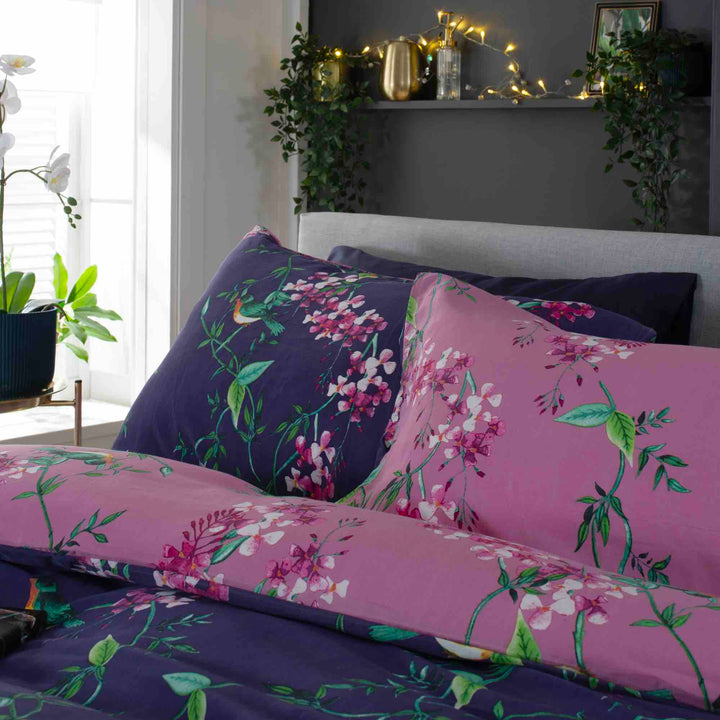 Deyongs 1846 Bird Garden Duvet Cover Set - Plum - Williamsons Factory Shop