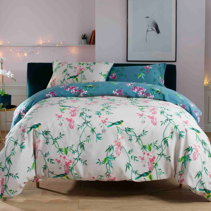 Deyongs 1846 Bird Garden Duvet Cover Set - Teal - Williamsons Factory Shop