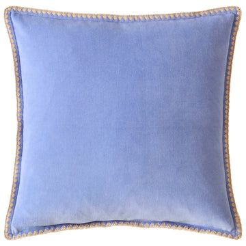 Bluebellgray Blanket Stitch Velvet Cushion - Thistle Blue