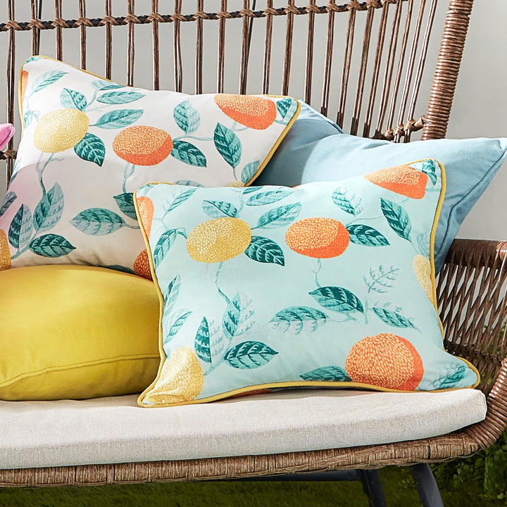 Dreams & Drapes Botanical Fruits Outdoor Cushion - Green - Williamsons Factory Shop