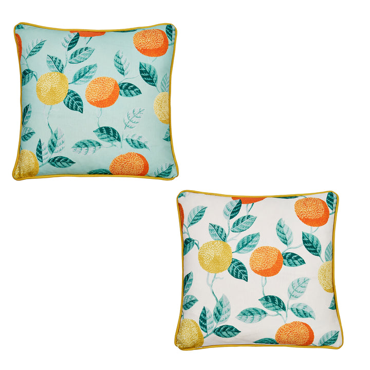 Dreams & Drapes Botanical Fruits Outdoor Cushion - Green - Williamsons Factory Shop