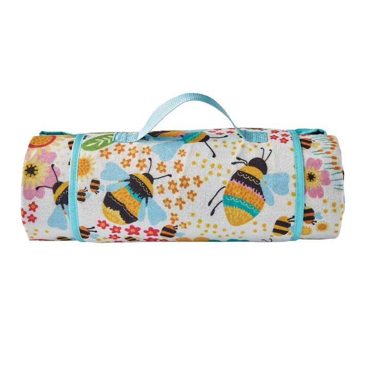 Fusion Buzzy Bee Outdoor Picnic Blanket - Ochre - Williamsons Factory Shop