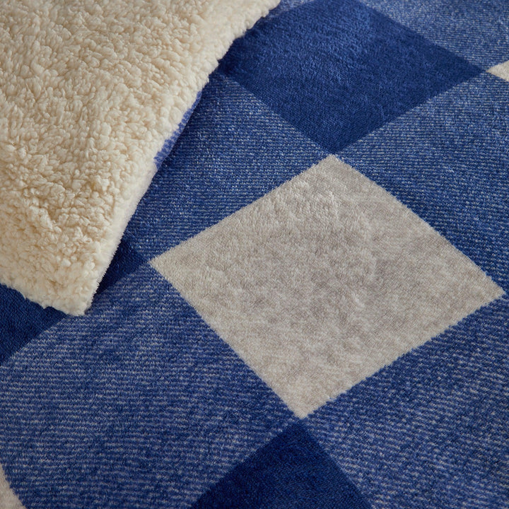 Bedlam Cosy Theo Check Duvet Cover Set - Blue - Williamsons Factory Shop