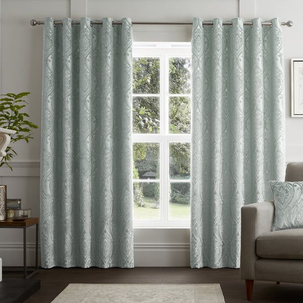 Curtina Chateau Eyelet Curtains - Duck Egg - Williamsons Factory Shop