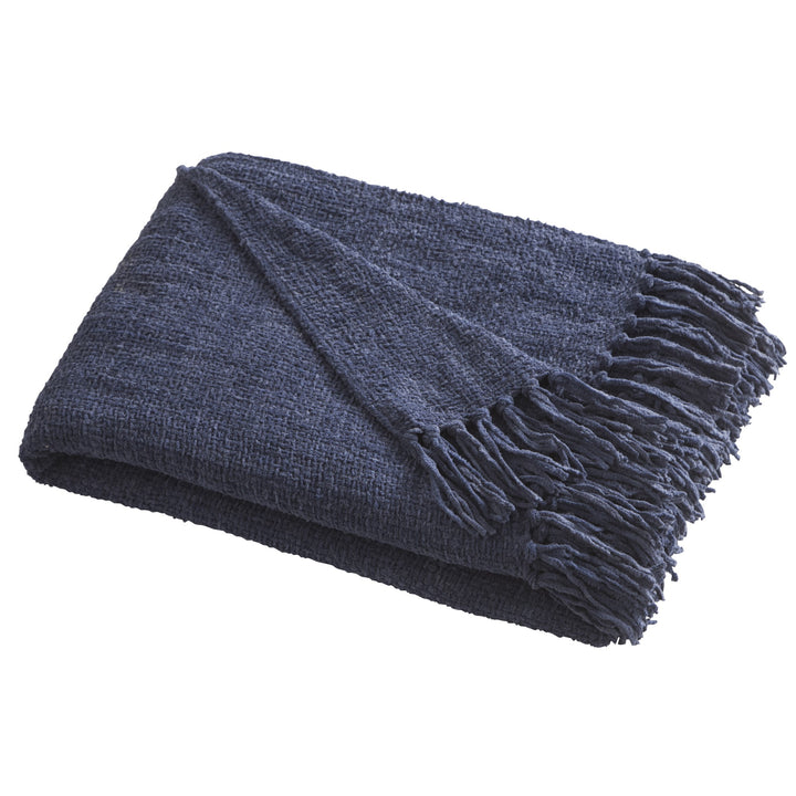 Appletree Loft Chenille Throw - Navy - Williamsons Factory Shop