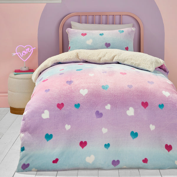 Bedlam Cosy Ombre Heart Duvet Cover Set - Multi - Williamsons Factory Shop