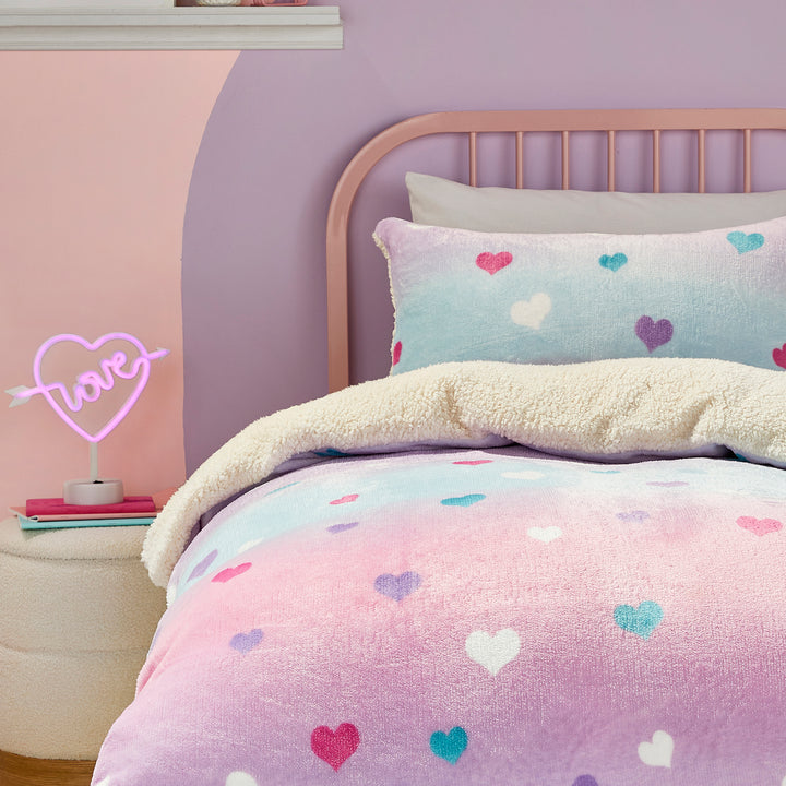 Bedlam Cosy Ombre Heart Duvet Cover Set - Multi - Williamsons Factory Shop