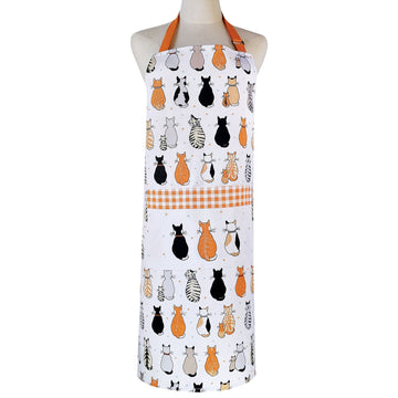 Cats in Waiting  Cotton Apron - Orange