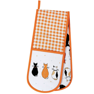Cats in Waiting  Double Oven Glove - Orange