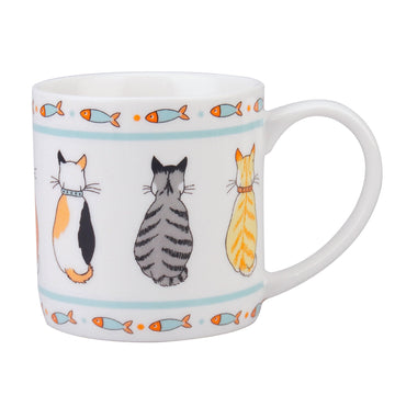 Cats in Waiting  Bone China Mug - Orange