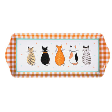 Cats in Waiting  Small Serving Tray - Orange