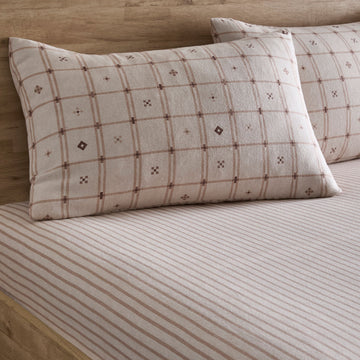 Cottage Stripe Fitted Bed Sheet (28cm) - Natural