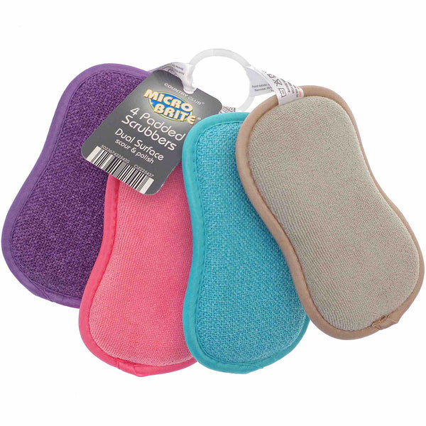 Micro Brite Dual Surface Padded Scrubbers (4 Pack)