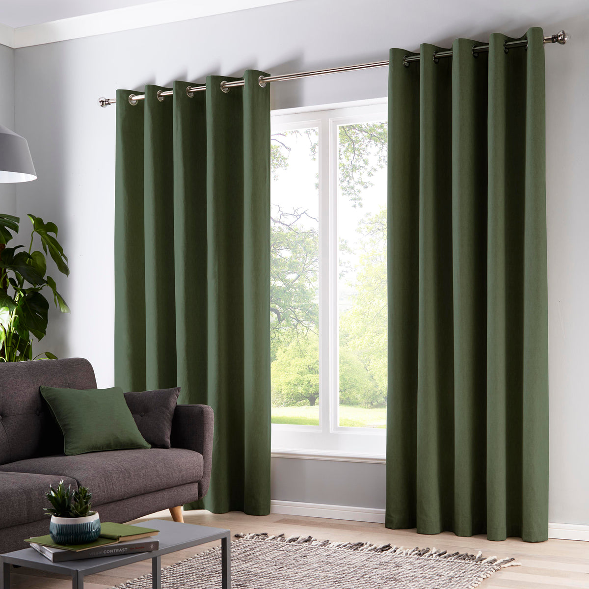 Fusion Cannes Eyelet Blackout Curtains - Bottle Green
