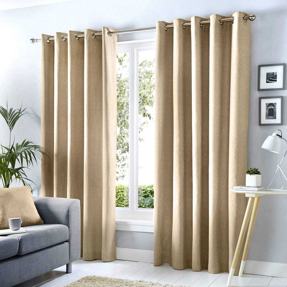 Fusion Cannes Eyelet Blackout Curtains - Natural