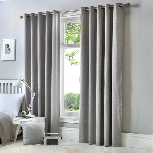 Fusion Cannes Eyelet Blackout Curtains - Silver - Williamsons Factory Shop