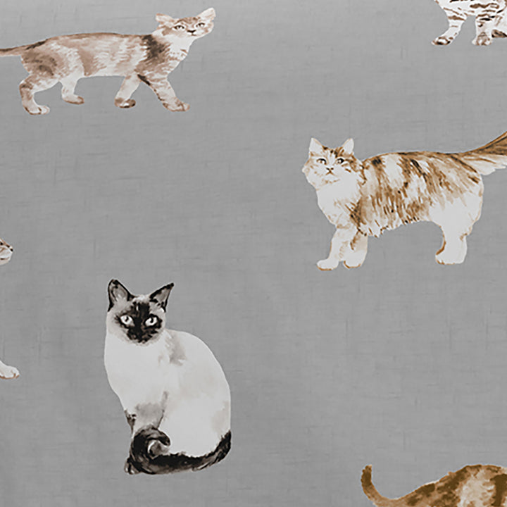 Fusion Cats Duvet Cover Set - Grey - Williamsons Factory Shop