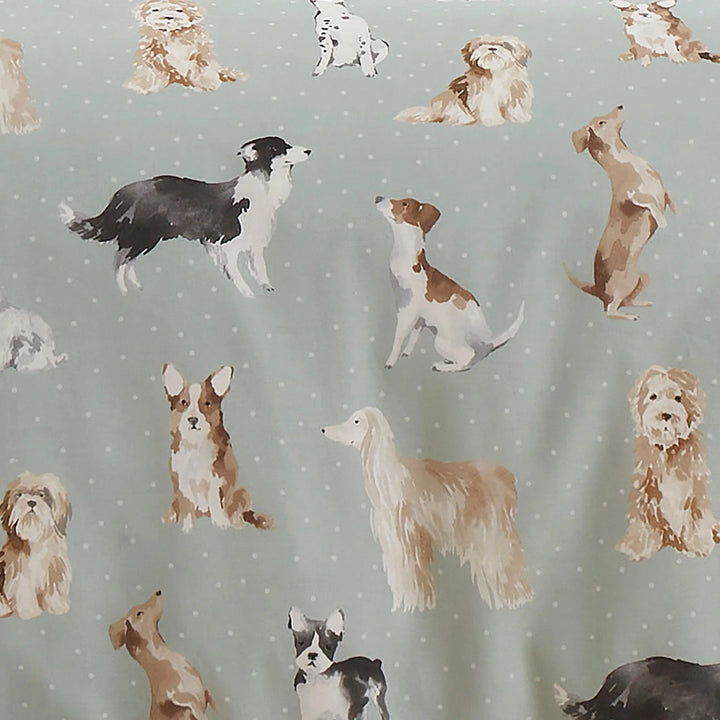 Fusion Friends Cute Dogs Duvet Cover Set - Duck Egg - Williamsons Factory Shop