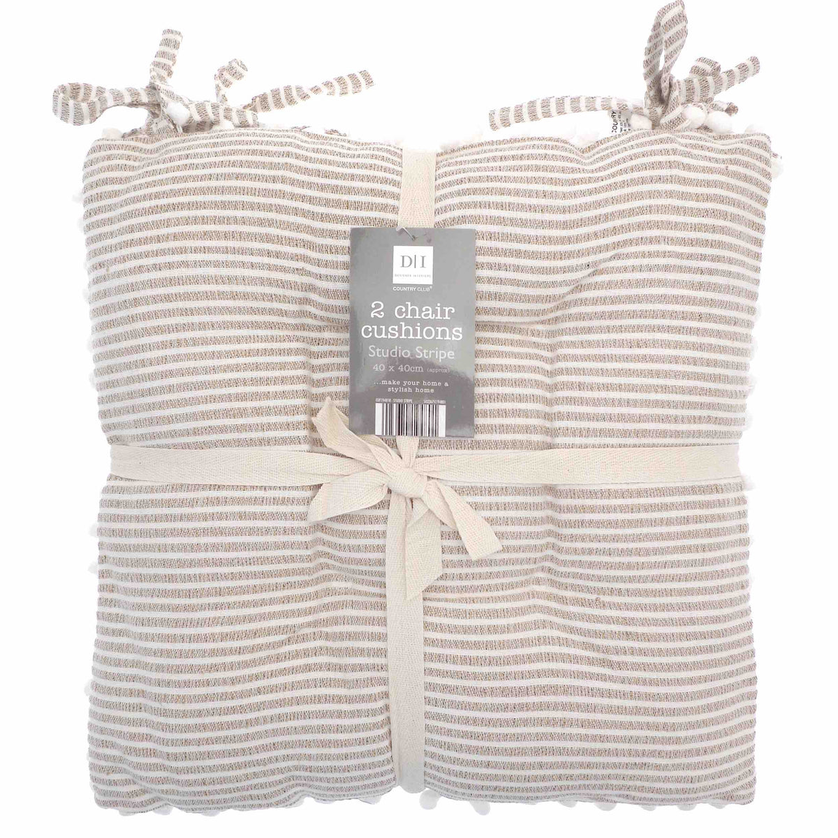 Studio Stripe Natural Seat Pad Pair (2) - Williamsons Home