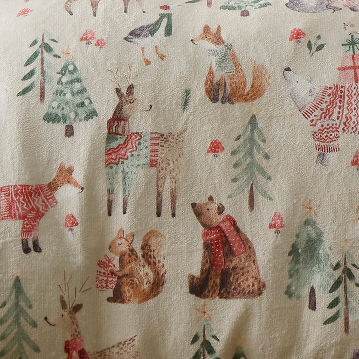 Fusion Christmas Woodland Animals Duvet Cover Set - Natural - Williamsons Factory Shop