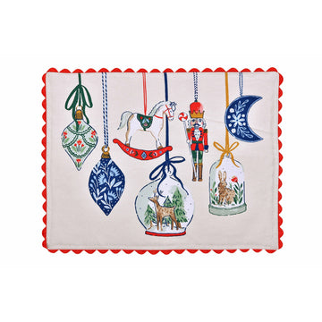 Christmas Ornaments Cotton Placemats 2 Pack - Multi
