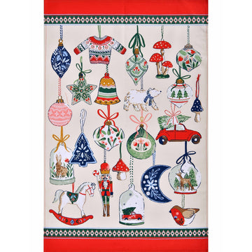 Christmas Ornaments Cotton Tea Towel - Multi
