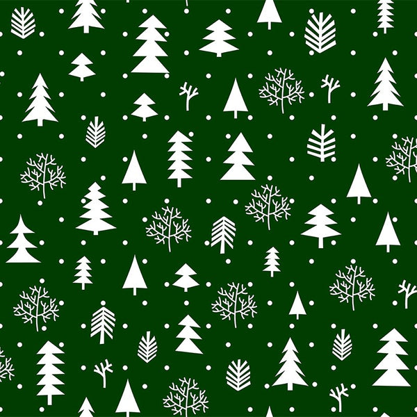 Green Trees Christmas Oil Cloth
