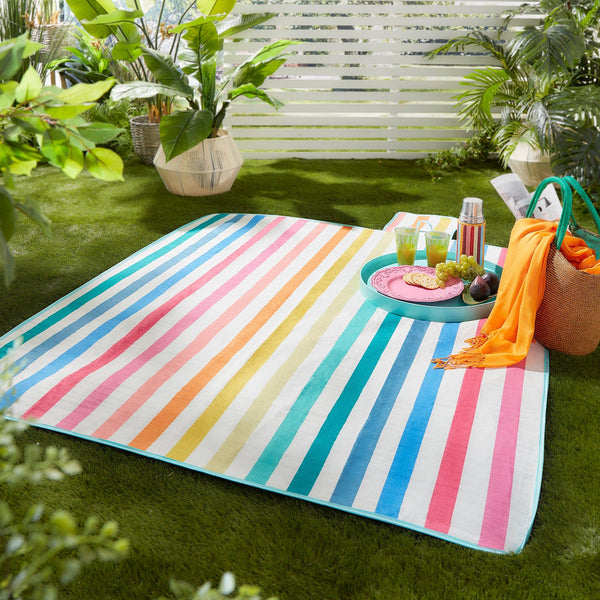 Fusion Carlson Stripe Picnic Blanket - Multi - Williamsons Factory Shop