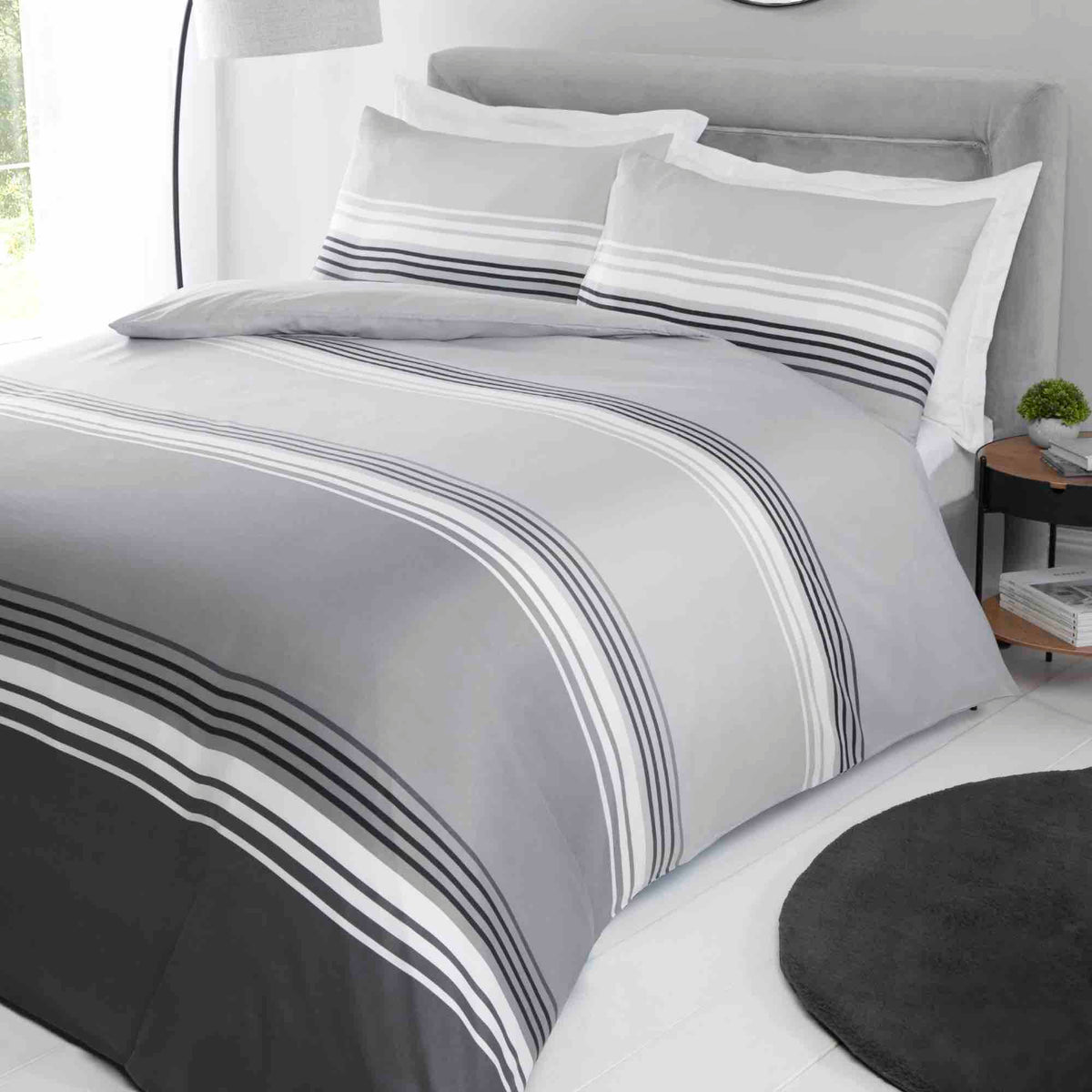 Chicago Brushed Duvet Cover Set - Grey - Williamsons Home