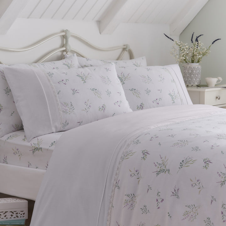 D&D Chloe Fitted Bed Sheet Set (28cm) - Lilac - Williamsons Factory Shop