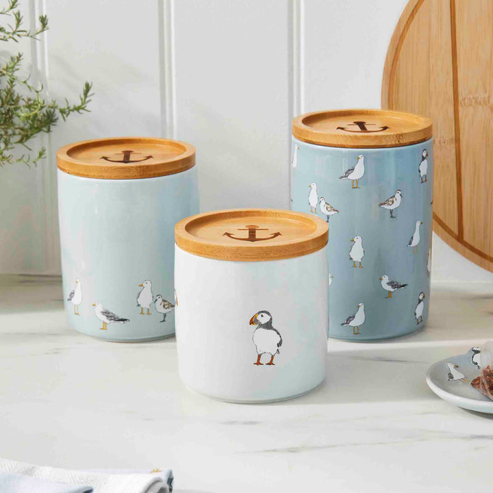 Coastal Birds Large Ceramic Canister - Williamsons Factory Shop