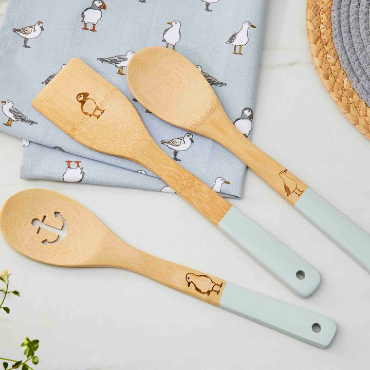 Coastal Birds Set of 3 Bamboo Utensils - Williamsons Factory Shop