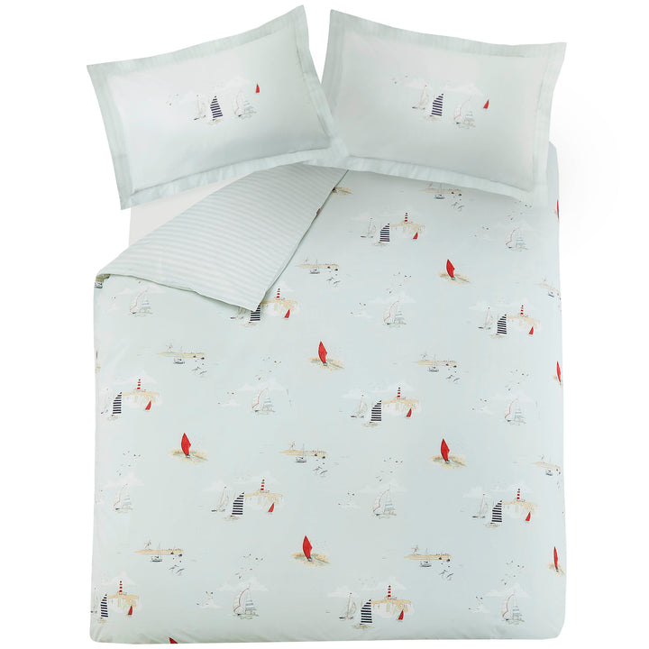 Sophie Allport Coastal Boats Duvet Cover Set - Blue - Williamsons Factory Shop