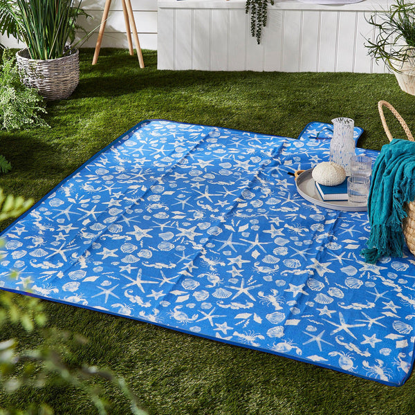 Fusion Coastal Bay Picnic Blanket - Blue - Williamsons Factory Shop