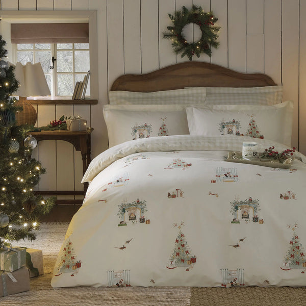 Sophie Allport Cosy Christmas Duvet Cover Set - Misty Green