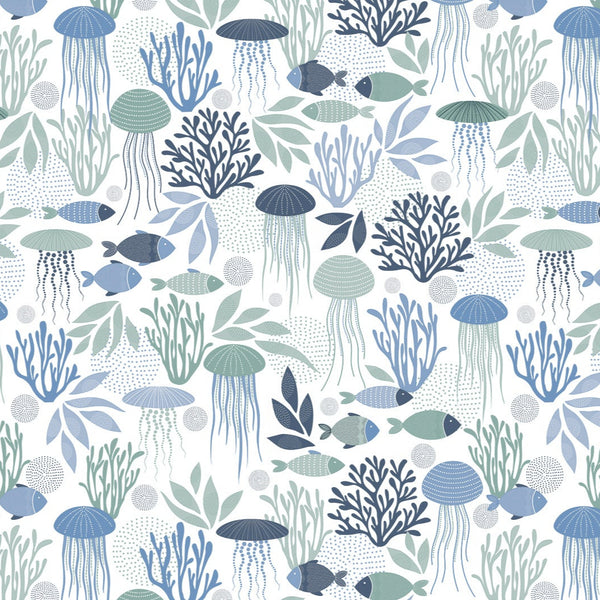 Fish & Coral Vinyl Oil Cloth