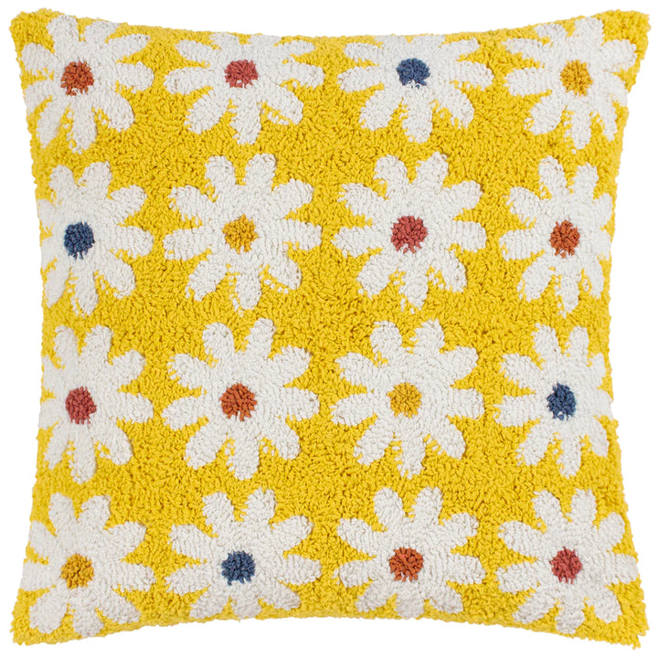 Daisy Knitted Cushion Cover-Yellow - Williamsons Factory Shop