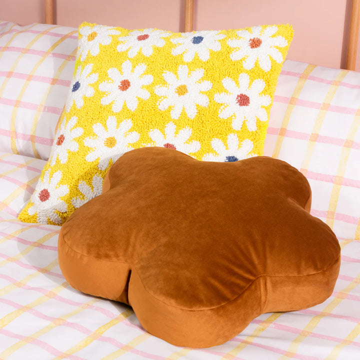 Daisy Knitted Cushion Cover-Yellow - Williamsons Factory Shop