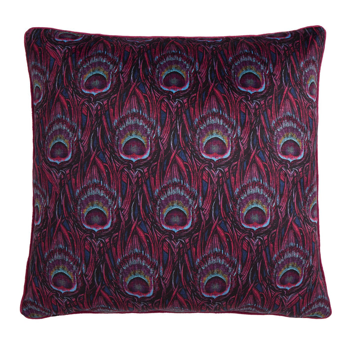 Laurence Llewelyn-Bowen Dandy Peacock Cushion - Plum - Williamsons Factory Shop