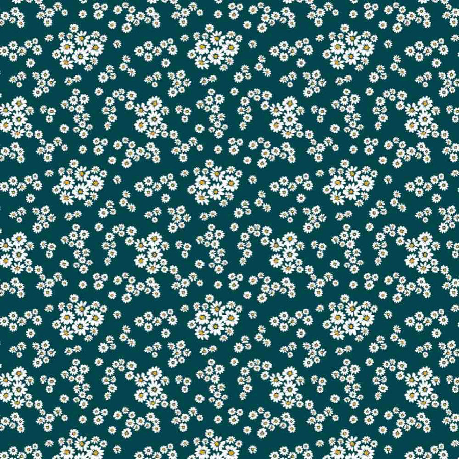 Teal Daisy Vinyl Oil Cloth