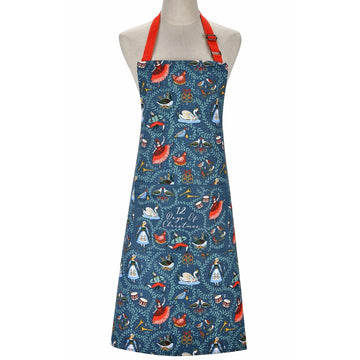 12 Days of Christmas Cotton Apron - Blue