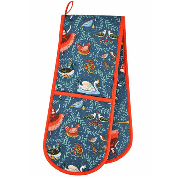 12 Days of Christmas Double Oven Glove - Blue