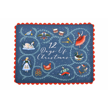 12 Days of Christmas Cotton Placemats 2 Pack - Blue