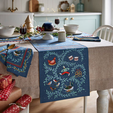12 Days of Christmas Table Runner - Blue