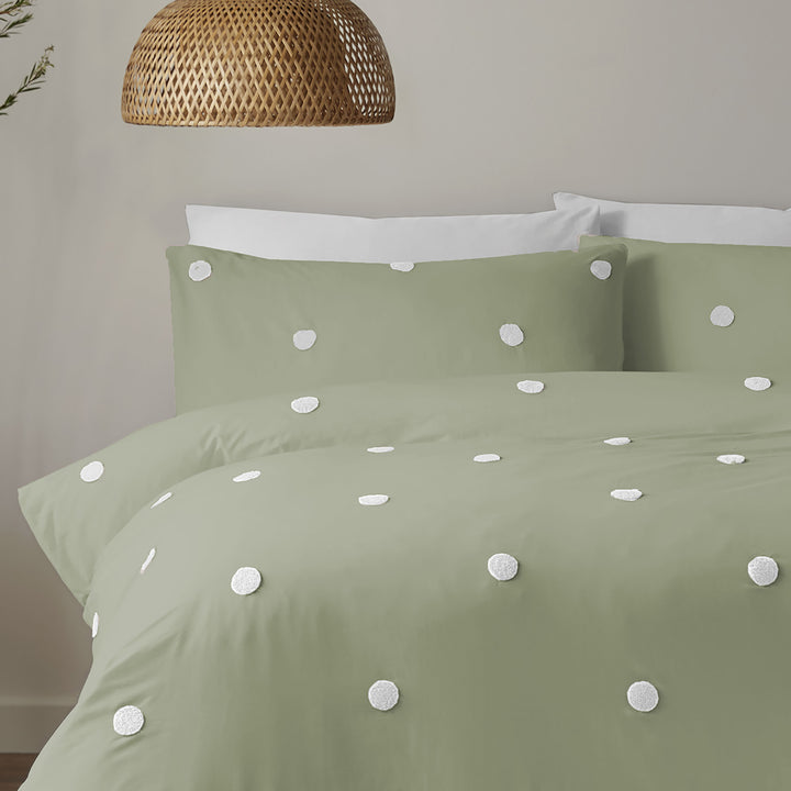 Appletree Boutique Dot Garden Duvet Cover Set - Sage - Williamsons Factory Shop