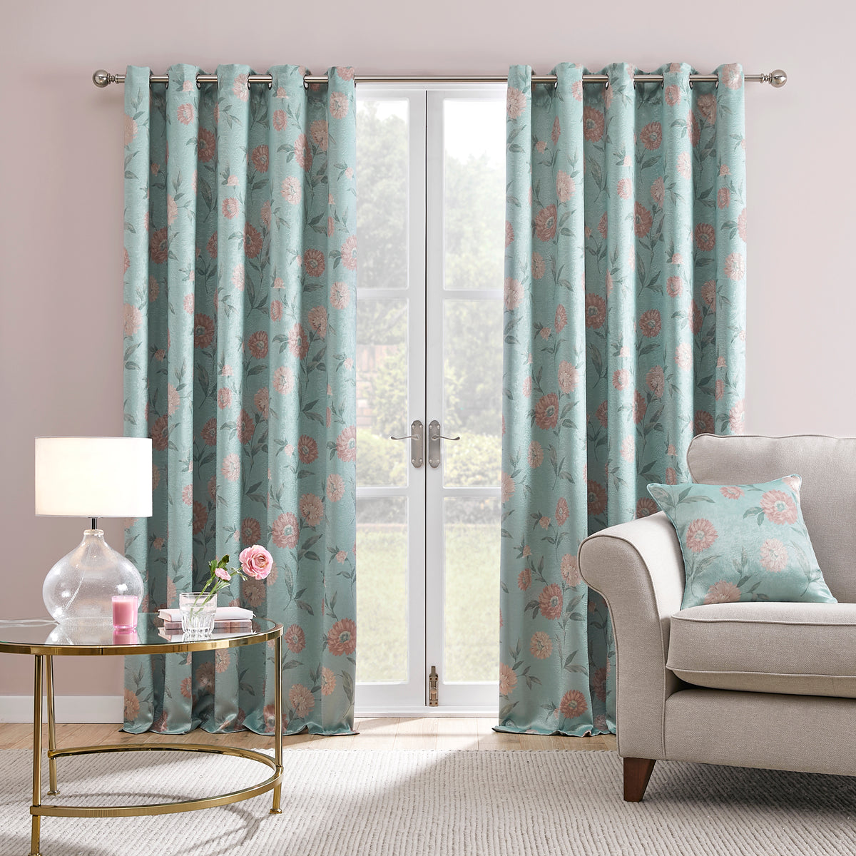 Dreams & Drapes Dahlia Eyelet Curtains - Duck Egg