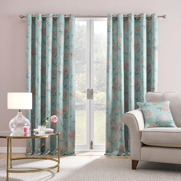 Dreams & Drapes Dahlia Eyelet Curtains - Duck Egg - Williamsons Factory Shop