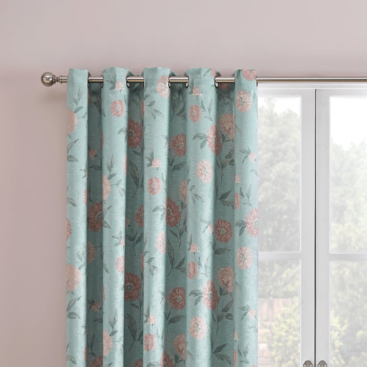Dreams & Drapes Dahlia Eyelet Curtains - Duck Egg - Williamsons Factory Shop