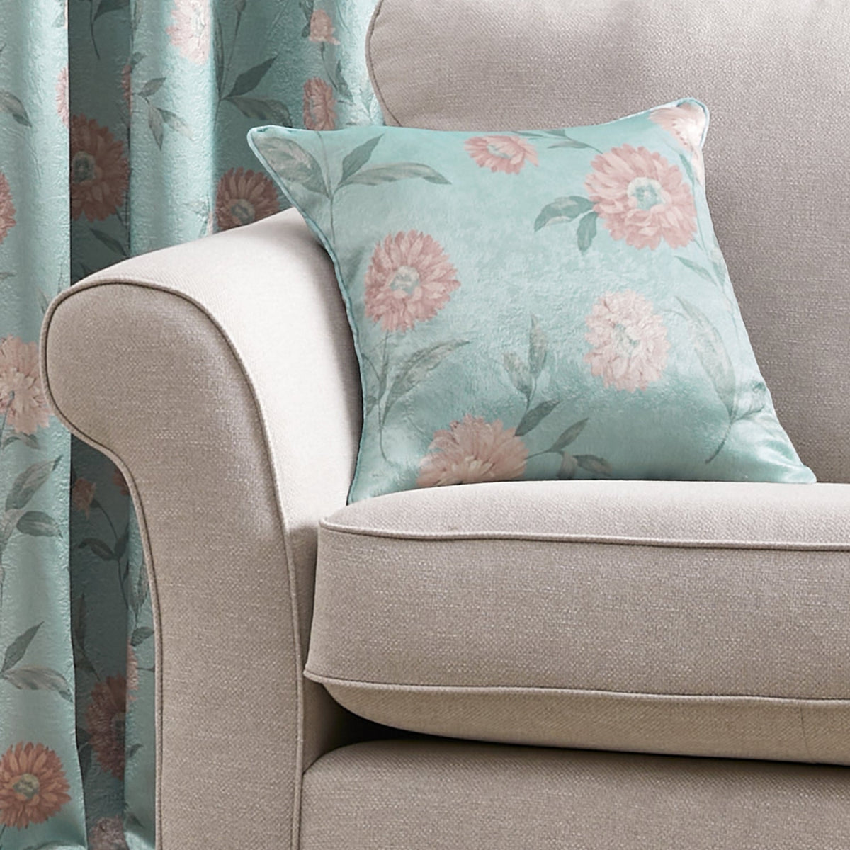 Dreams & Drapes Dahlia Cushion - Duck Egg