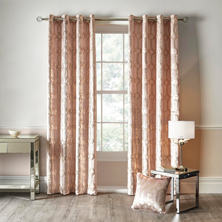 Curtina Darla Eyelet Curtains - Blush - Williamsons Factory Shop